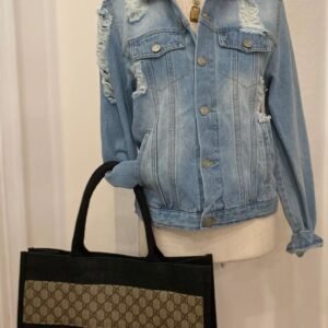 Large GG Black Jute Tote