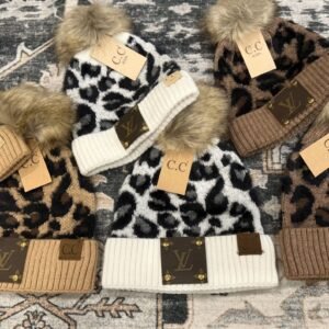 Mommy and Me Leopard Print Winter Beanies