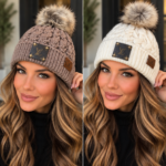 Adult Cable Knit Beanie with Pom