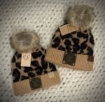 Mommy and Me Leopard Print Winter Beanies - Image 2