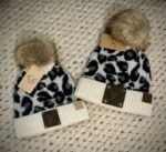 Mommy and Me Leopard Print Winter Beanies - Image 3