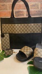 Large GG Black Jute Tote - Image 2