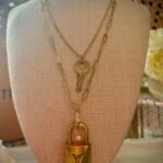 Reworked L V  Lock and Key Necklace