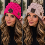 Adult Bobble Knit Beanie with Pom